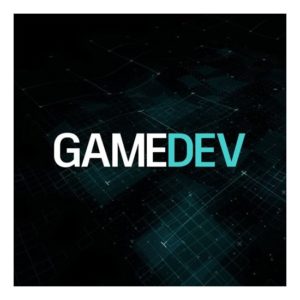 Teléfonos gamers samsung - Gamedev logo con fondo obscuro